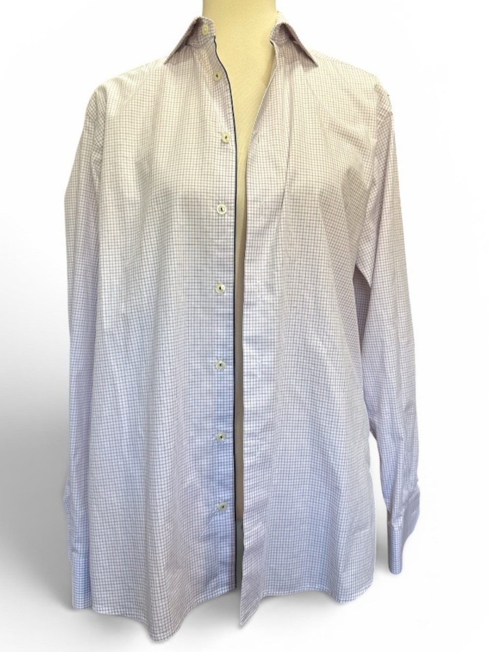 Eton Men's Dress Shirt in Blue and Red Micro-Check #579